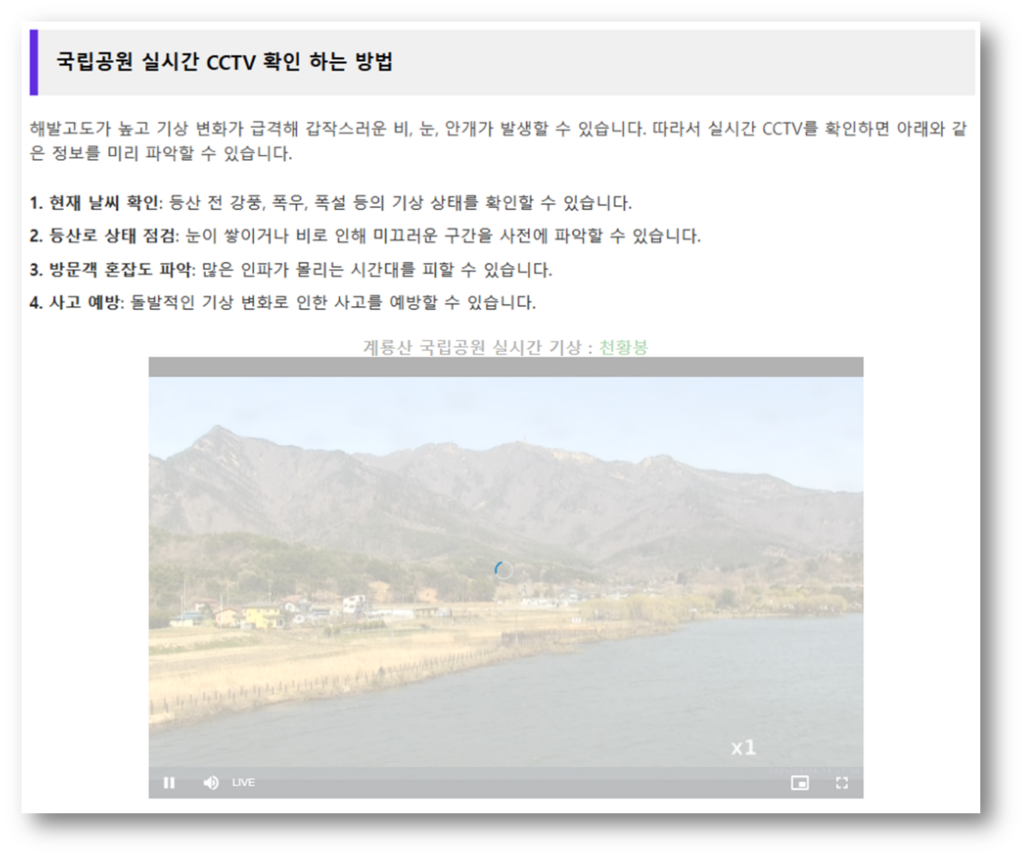 계룡산 실시간 CCTV